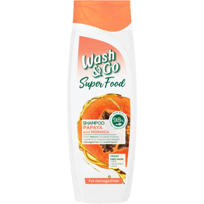 Шампунь Wash&Go Super Food з папаєю та морингою 400 мл (8008970053103)