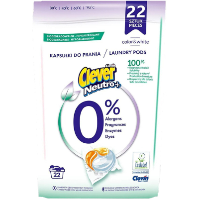 Капсули для прання Clever Neutro + Color & White 22 шт. (5900308779781)