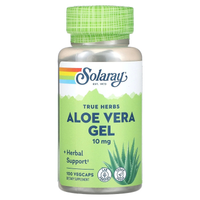 Трави Solaray Алое віра, концентрований гель, 10 мг, Aloe Vera Gel, 100 вег (SOR00120)