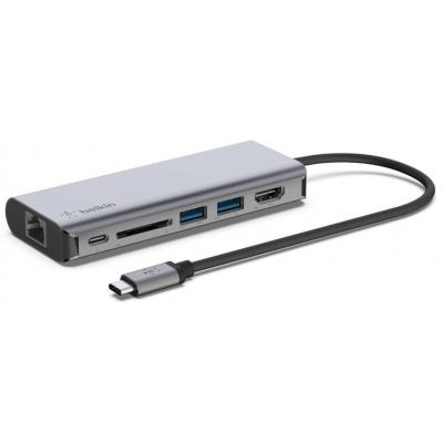 Концентратор Belkin USB-C 6in1 Multiport Dock (AVC008BTSGY)