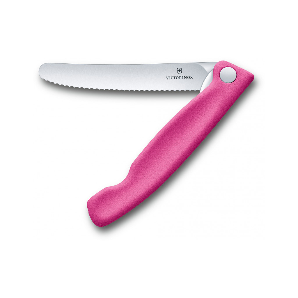 Кухонний ніж Victorinox SwissClassic Foldable Paring 11 см Serrated Pink (6.7836.F5B)