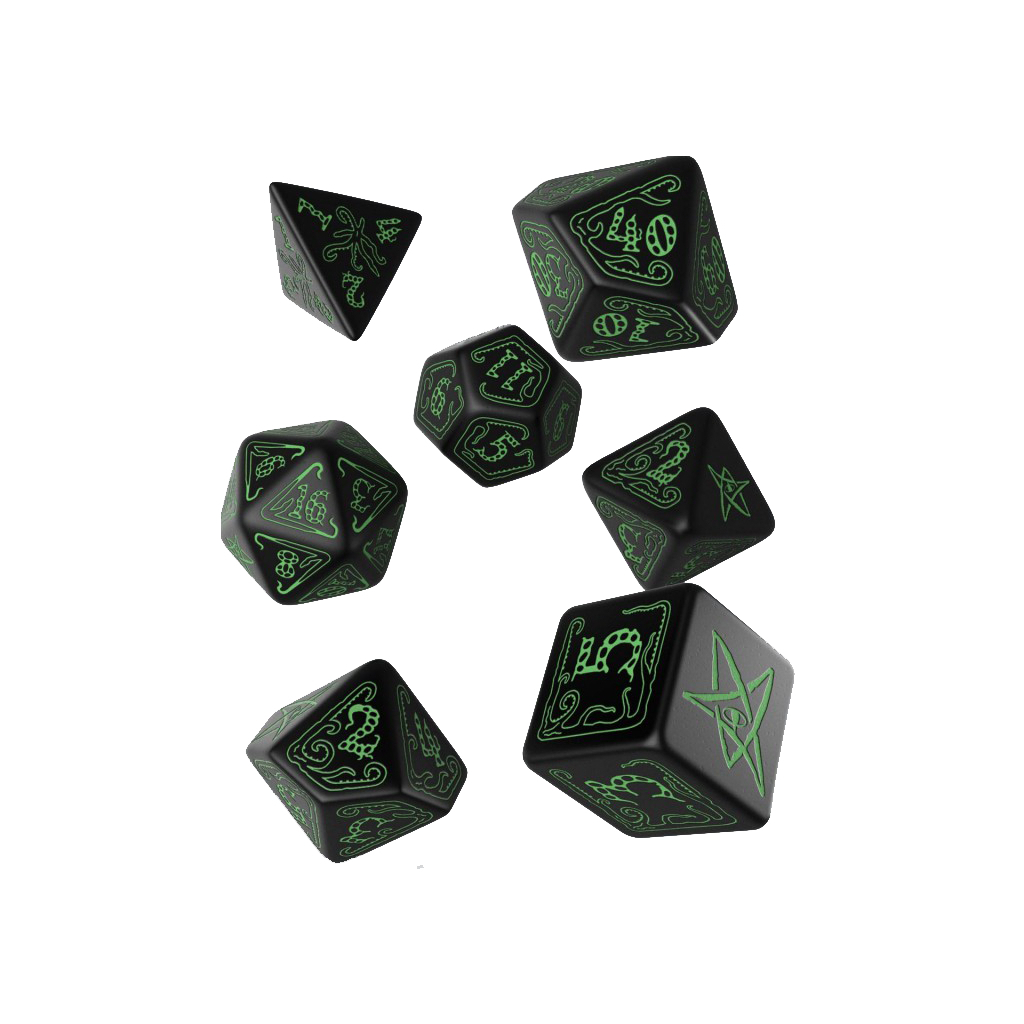 Набір кубиків для настільних ігор Q-Workshop Call of Cthulhu Black green Dice Set (7 шт) (SCTH21)