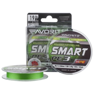 Шнур Favorite Smart PE 3x 150м 0.4/0.104mm 7.5lb/3.5kg Light Green (1693.10.64)