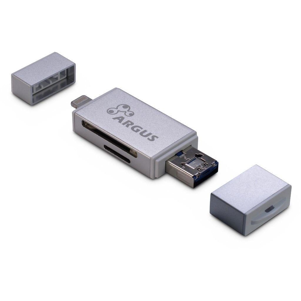 Зчитувач флеш-карт Argus USB2.0, Micro-USB/Lightning, TF, SD (R-004)