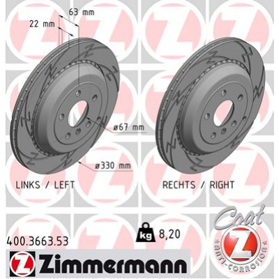 Гальмівний диск ZIMMERMANN 400.3663.53