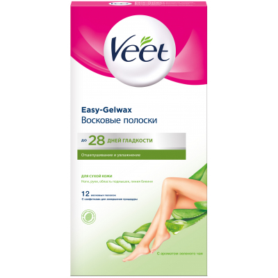 Воскові смужки Veet Easy-Gelwax для сухої шкіри 12 шт. (8410104511340/4680012390946)