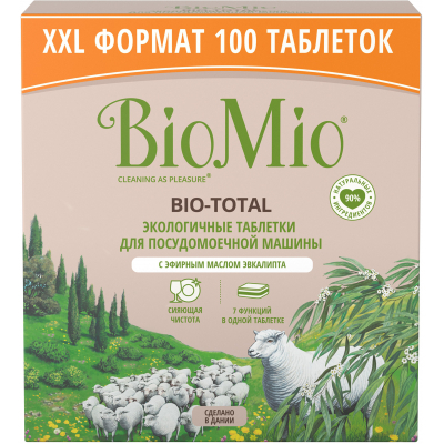 Таблетки для посудомийних машин BioMio Bio-Total 7 в 1 з олією евкаліпту 100 шт. (4603014015945)