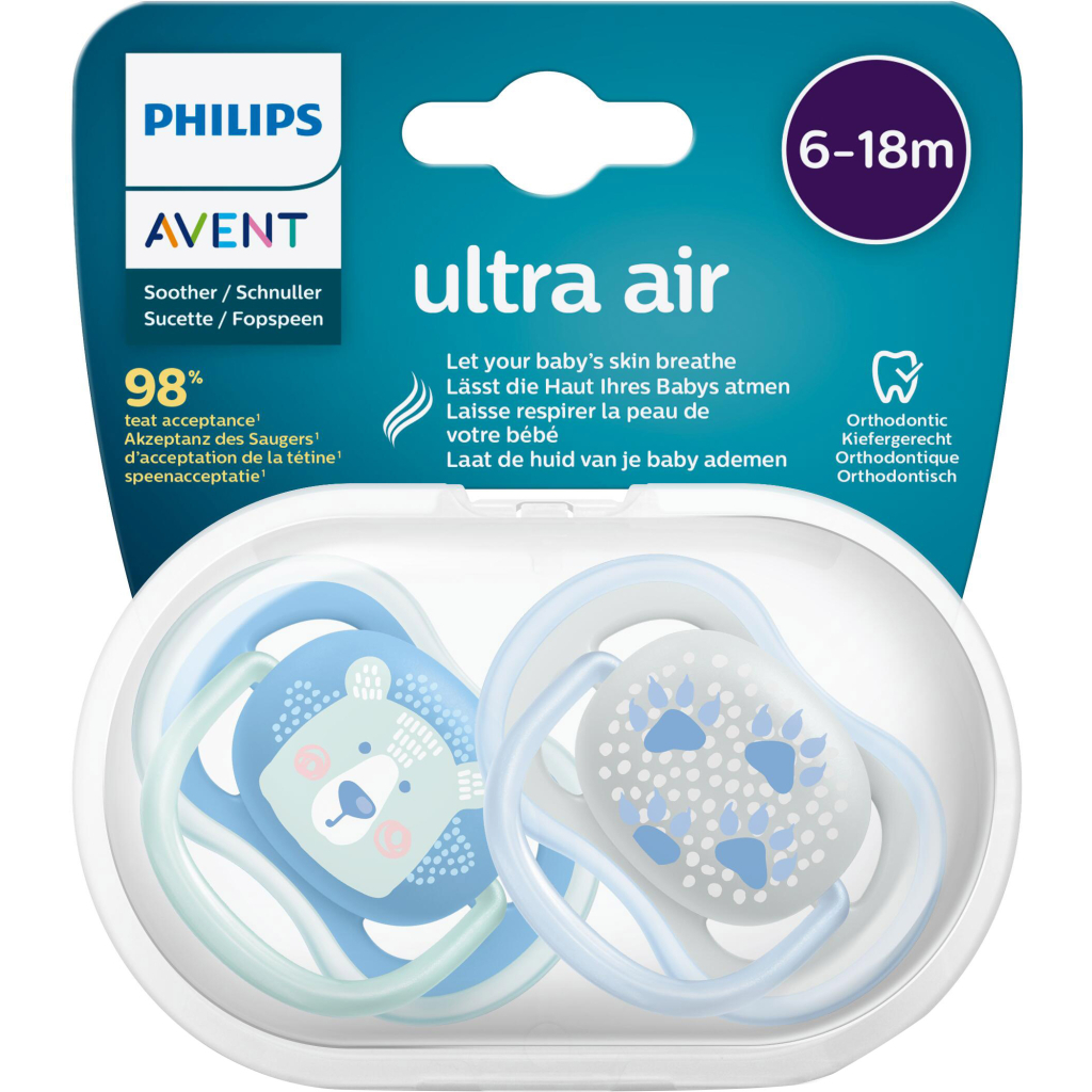 Пустушка Philips AVENT Ultra Air з декором для хлопчиків 6-18 міс. 2 шт. (SCF085/03)