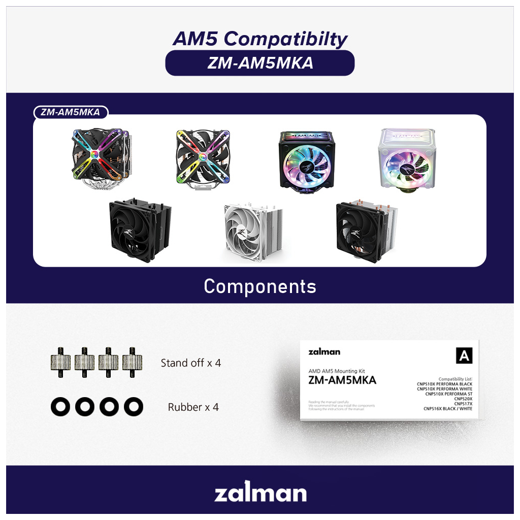 Установчий комплект Zalman AM5 ZM-AM5MKA, CNPS10X PERFORMA BLACK/WHITE, CNPS10X PERFORM (ZM-AM5MKA)