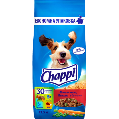 Сухий корм для собак Chappi з яловичиною, птицею та овочами 13.5 кг (5998749128350)