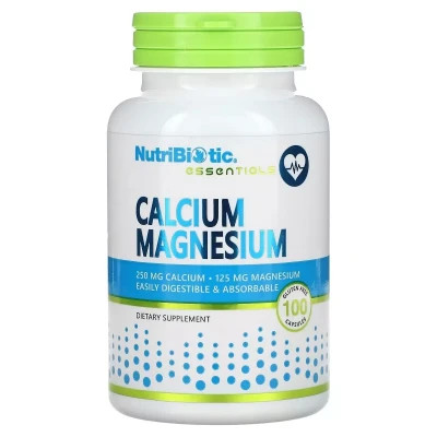 Мінерали NutriBiotic Кальцій та Магній, Calcium Magnesium, 100 капсул (NBC-00610)