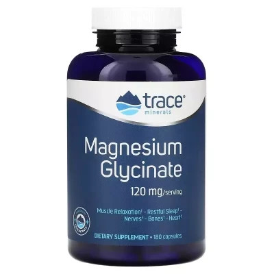 Мінерали Trace Minerals Гліцинат магнію, 120 мг, Magnesium Glycinate, 180 капсул (TMR-00815)