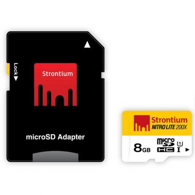 Карта пам'яті Strontium Flash 8GB Class 10 UHS-I Nitro Lite 200x + SD adapter (SRL8GTFU1)