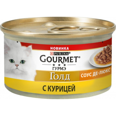 Вологий корм для кішок Purina Gourmet Gold. Соус Де-Люкс з куркою 85 г (7613036705103)