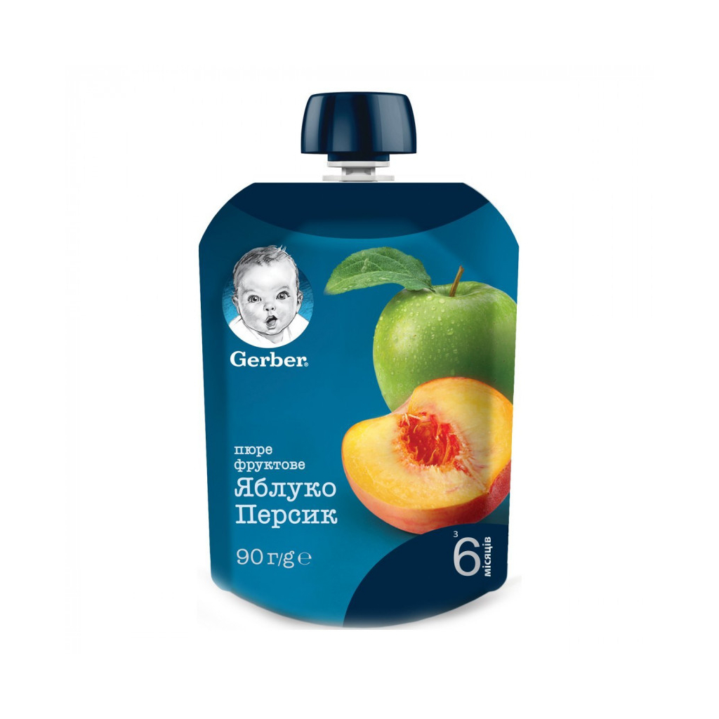 Дитяче пюре Gerber Яблуко і персик 90 г (7613036345460)