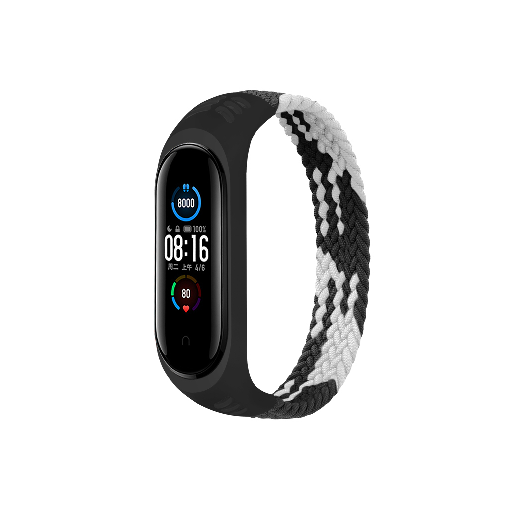 Ремінець до фітнес браслета BeCover Elastic Nylon Style для Xiaomi Mi Smart Band 5/6 (Size M) Black-White (706147)