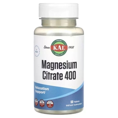 Мінерали KAL Магній Цитрат, 400 мг, Magnesium citrate, 60 таблеток (CAL-13455)