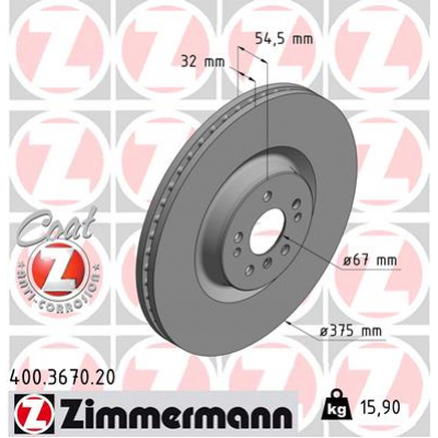 Гальмівний диск ZIMMERMANN 400.3670.20