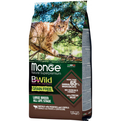 Сухий корм для кішок Monge Cat Bwild GR.FREE зі м'ясом буйвола 1.5 кг (8009470012065)