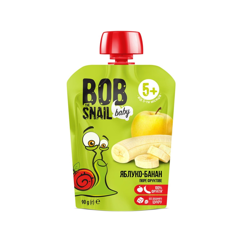 Дитяче пюре Bob Snail Равлик Боб Яблуко-банан 90 г (4820219343028)