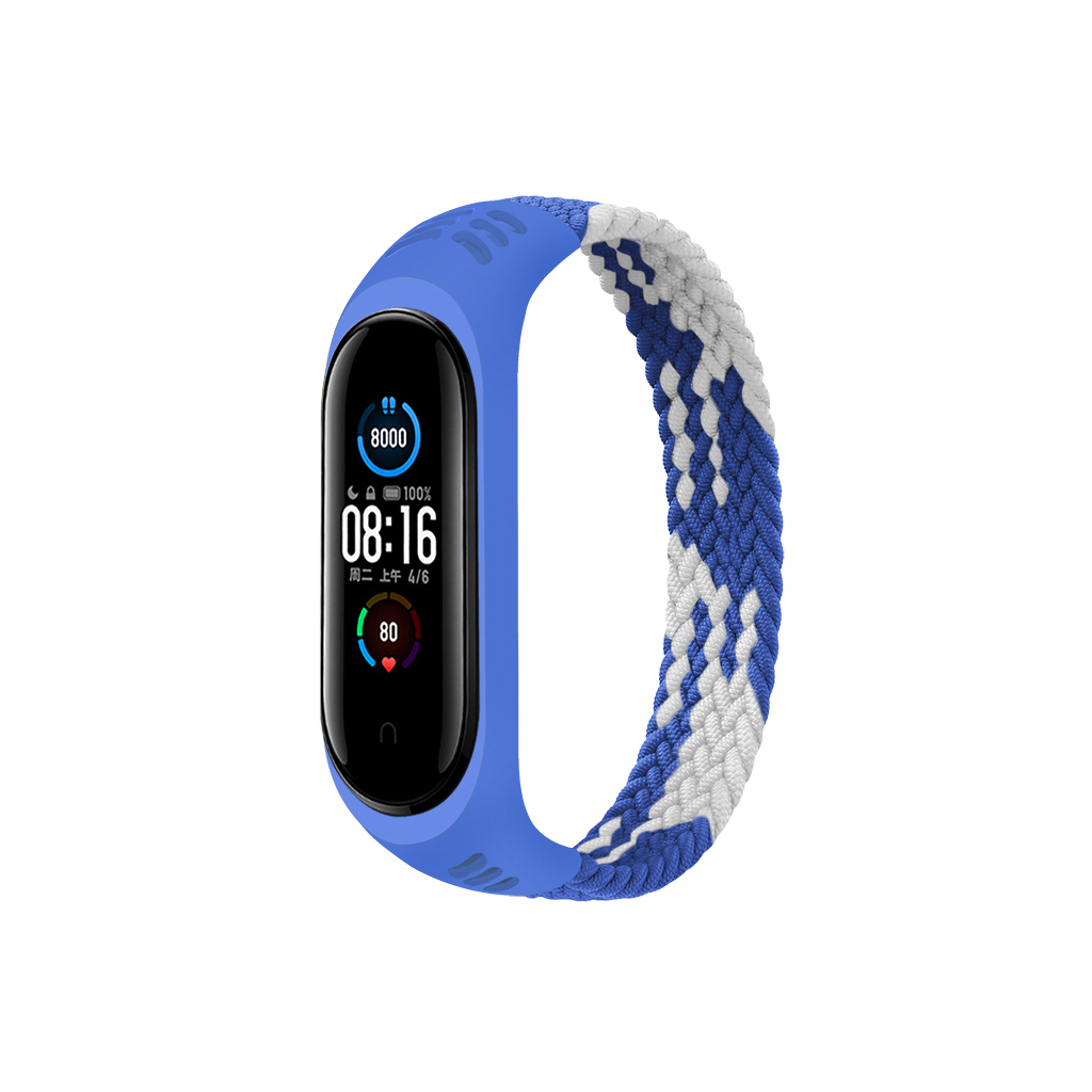 Ремінець до фітнес браслета BeCover Elastic Nylon Style для Xiaomi Mi Smart Band 5/6 (Size M) Blue-White (706151)