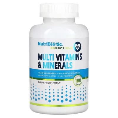 Мультивітамін NutriBiotic Мультивітаміни та мінерали, Essentials, Multi Vitamins & Minerals, 180 кап (NBC-00121)