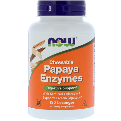 Трави Now Foods Травні Ферменти Папаї, Papaya Enzymes, 180 таблеток д (NOW-02970)