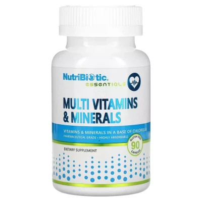 Вітамінно-мінеральний комплекс NutriBiotic Мультивітаміни та мінерали, Essentials, Multi Vitamins & Minerals, 90 кап (NBC-00120)