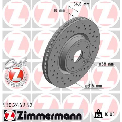 Гальмівний диск ZIMMERMANN 530.2467.52