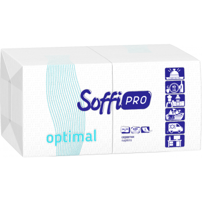 Серветки столові SoffiPRO Optimal 24х24 см 1 шар Білі 400 шт. (4820003834817)