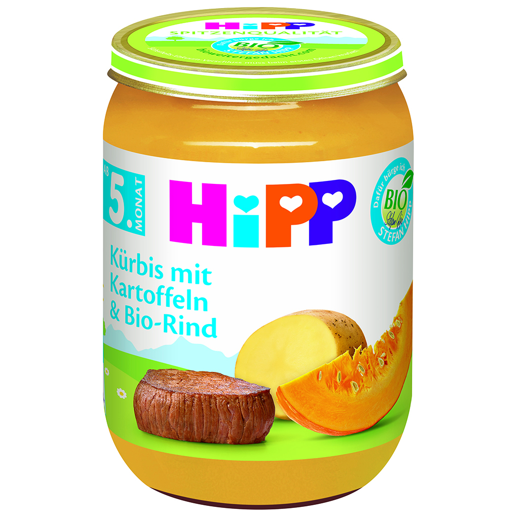 Дитяче пюре HiPP Organic Гарбуз та картопля з яловичиною, 190 г (4062300261532)