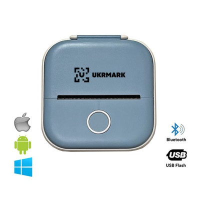 Принтер чеків UKRMARK P02BL Bluetooth, блакитний (900936)