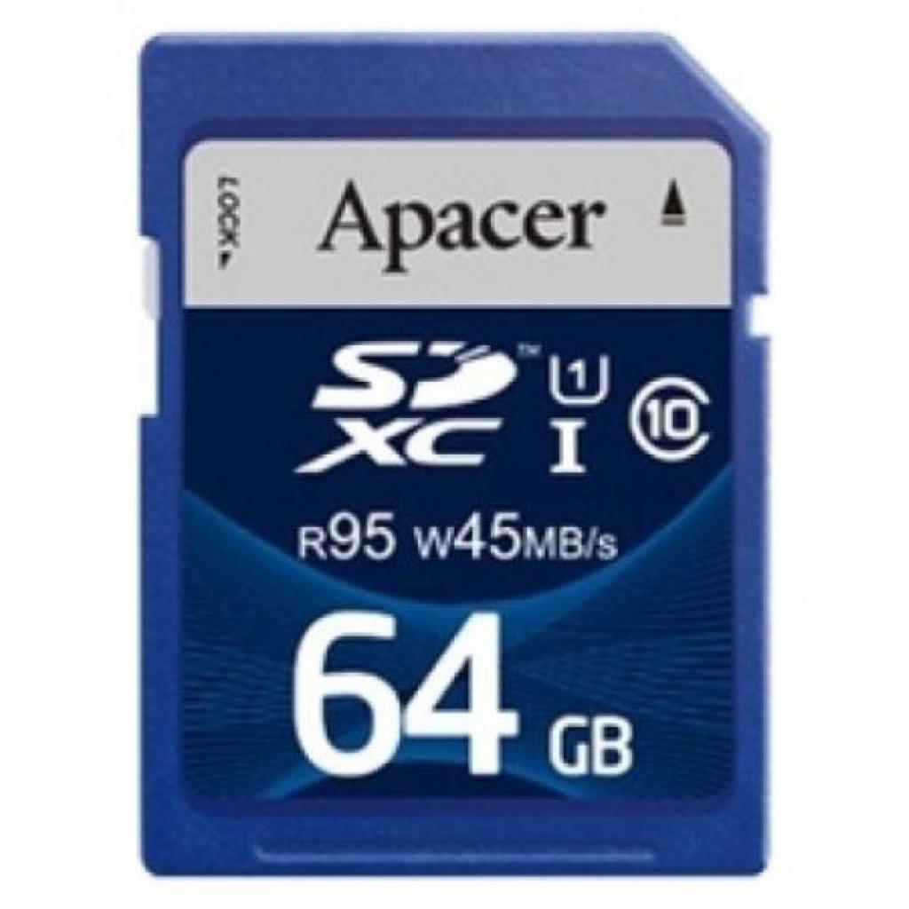 Карта пам'яті Apacer 64GB SDXC UHS-I 95/45 Class10 (AP64GSDXC10U2-R)