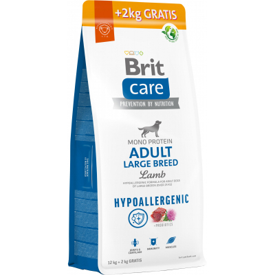 Сухий корм для собак Brit Care Dog Hypoallergenic Adult Large Breed з ягням 12+2 кг (8595602567317)