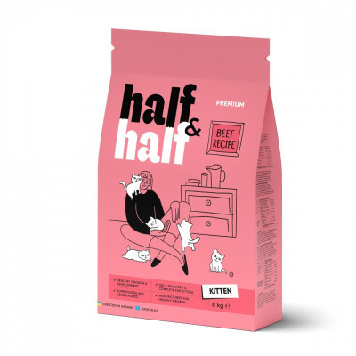 Сухий корм для кішок Half&Half для кошенят з яловичиною 8 кг (4820261920796)