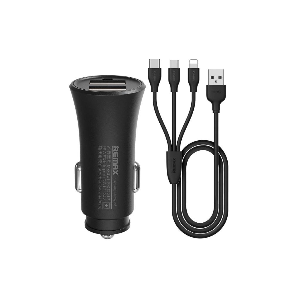 Зарядний пристрій Remax Rocket 2хUSB 2.4A with cable black (RCC-217-BLACK)