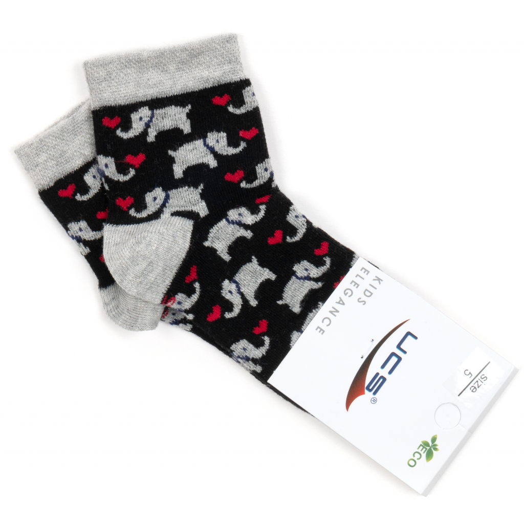 Шкарпетки UCS Socks зі слониками (M0C0101-2116-5B-black)