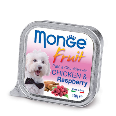 Консерви для собак Monge DOG FRUIT курка з малиною 100 г (8009470013215)