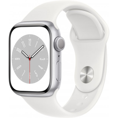 Смарт-годинник Apple Watch Series 8 GPS 41mm Silver Aluminium Case with White Sport Band - Regular (MP6K3UL/A)