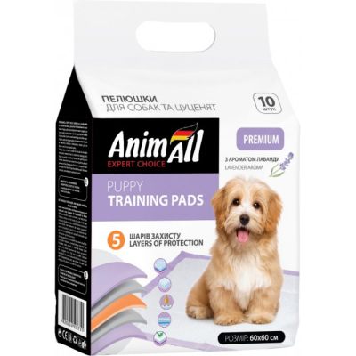 Пелюшки для собак AnimAll 60х60 см з ароматом лаванди 10 шт (4820224500720)