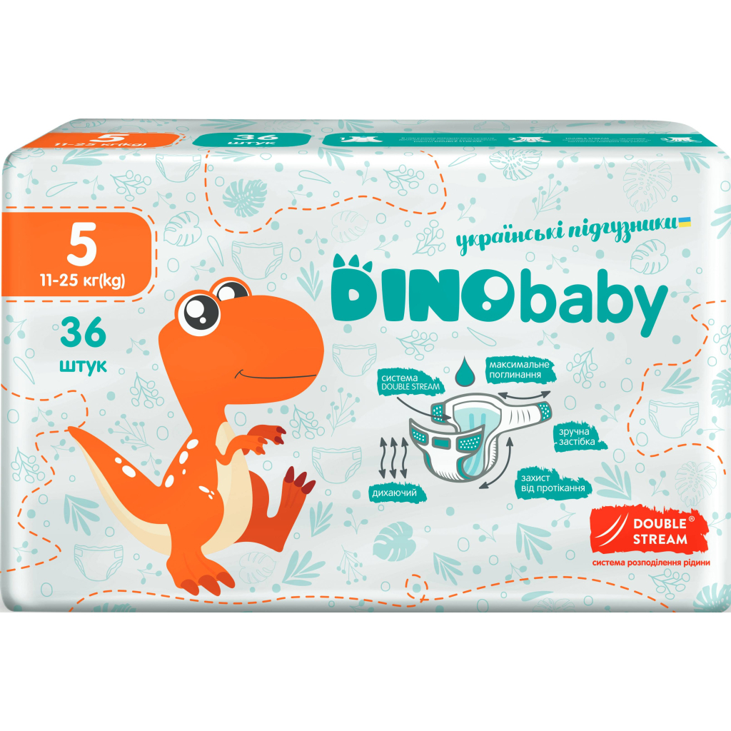 Підгузок Dino Baby Розмір 5 (11-25 кг) 36 шт (4823098410614)