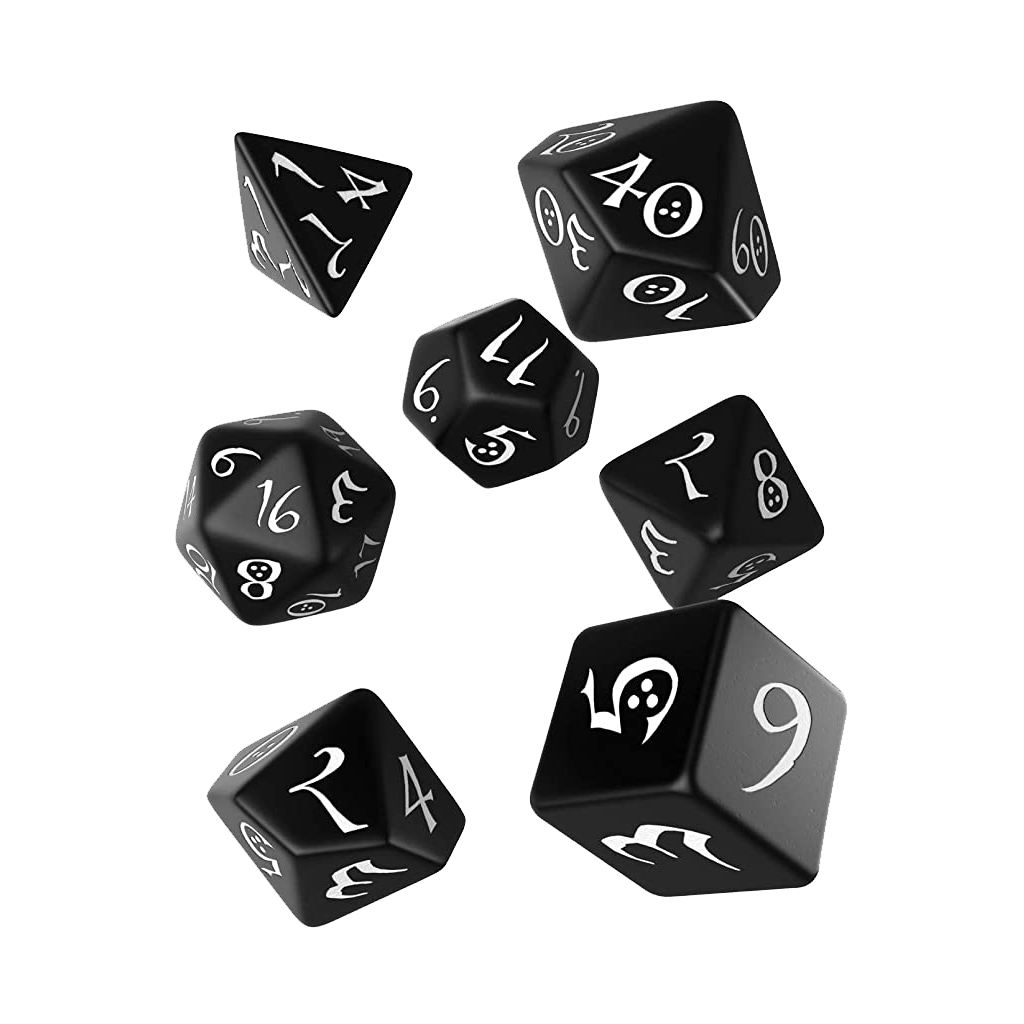 Набір кубиків для настільних ігор Q-Workshop Classic RPG Black white Dice Set (7 шт) (SCLE05)