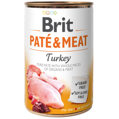 Консерви для собак Brit Pate and Meat зі смаком індички 400 г (8595602530298)