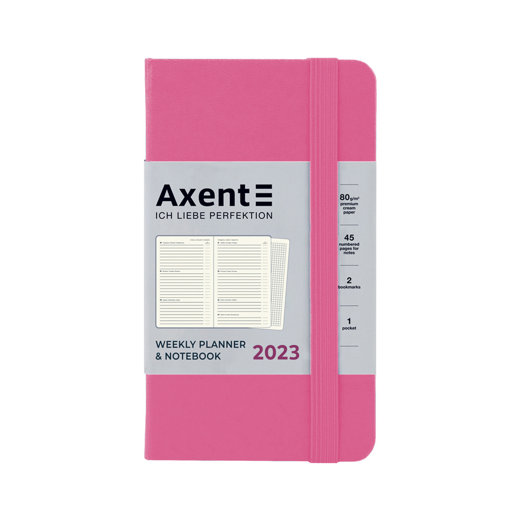 Тижневик Axent 2023 Pocket Strong 90x150 мм рожевий (8508-23-10-A)