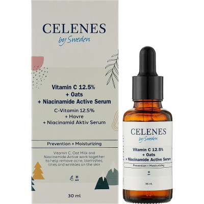 Сироватка для обличчя Celenes Vitamin C 12.5% + Oats + Niacinamide Active Serum 30 мл (7350104249458)