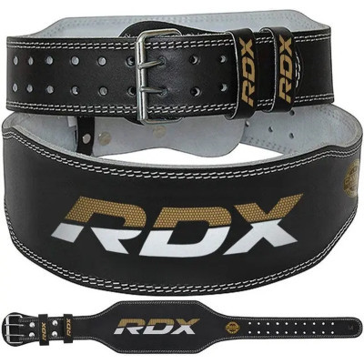 Атлетичний пояс RDX 6 шкіряний Black Gold S (WBS-6RB-S)