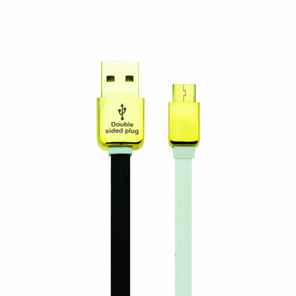 Дата кабель USB 2.0 AM to Micro 5P 1.0m Double Side Black/White Gelius (40403)