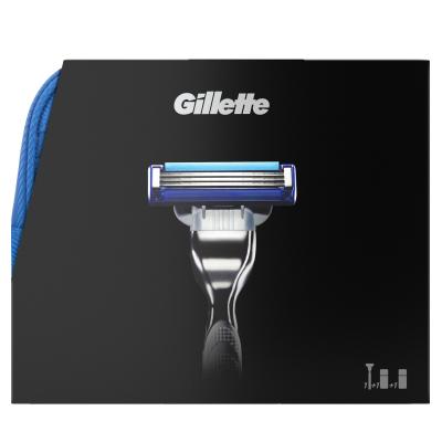 Набір для гоління Gillette Бритва Mach3 Turbo+Гель 75 мл+Бальзам 50 мл+дорож.косметичка (7702018423217)