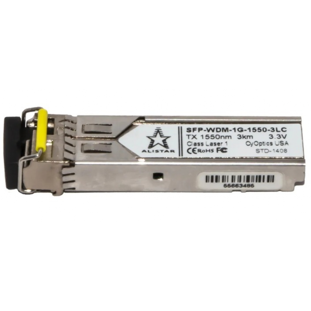 Модуль SFP Alistar Модуль SFP 1000BASE-BX 1SM WDM LC 3KM TX1550/RX1310nm DDM (SFP-1G-BX-D-L03)