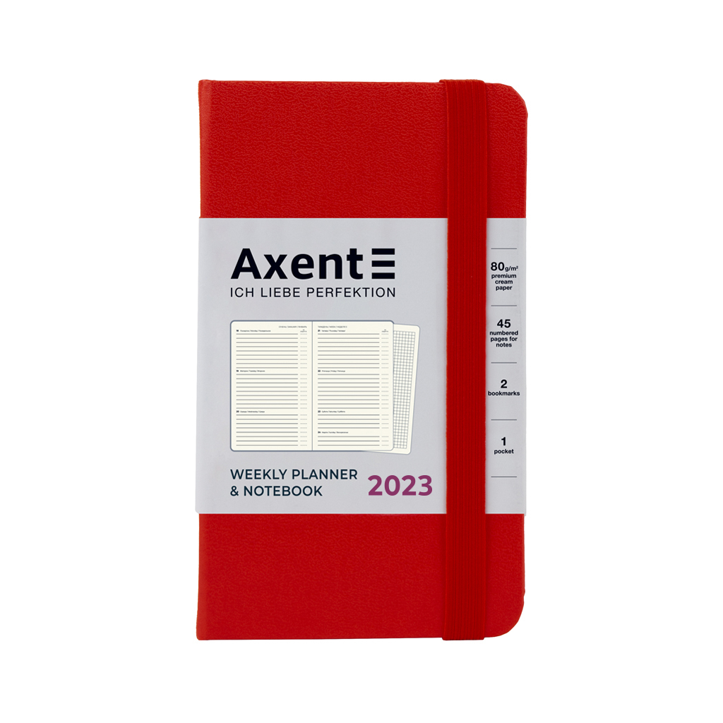 Тижневик Axent 2023 Pocket Strong 90x150 мм червоний (8508-23-05-A)